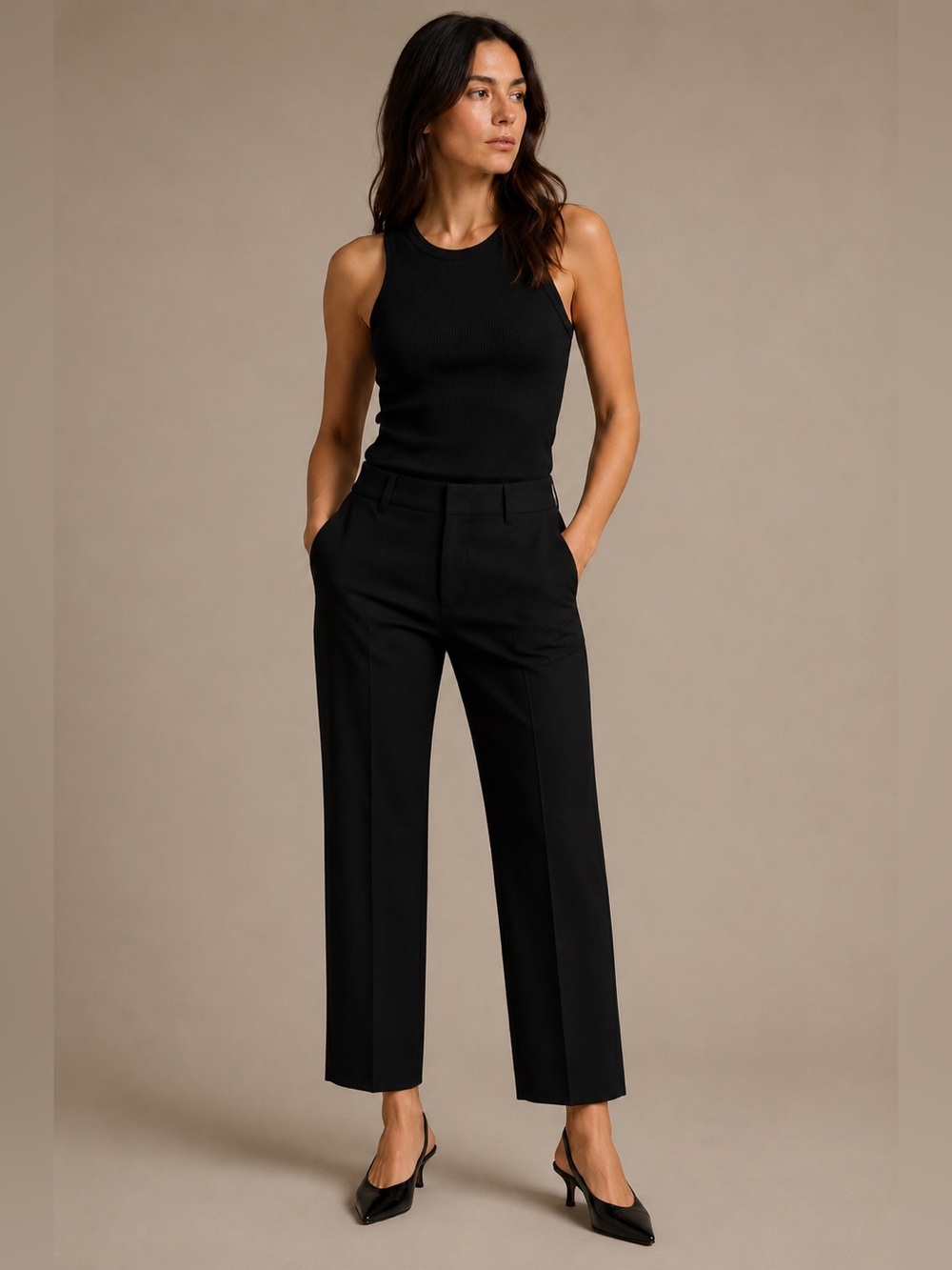RE/DONE Originals‎ Black Tailored Wool Blend Straight Leg Pants Size 28